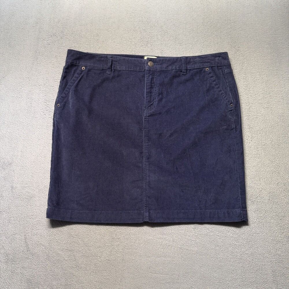 G.H. Bass & Co Womens 14 Corduroy Skirt Navy Blue Stretch Casual Classic NWT